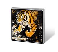 Japanese Tiger Wave Custom Lapel Pins Square Brooch Tie Suit Dress Accessories for Men Women Wedding Birthday