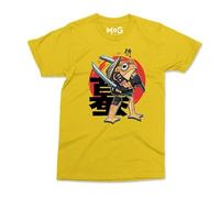 Japanese Toad Avatar Graphic T-Shirt - Yellow - 2XL - Kanji Manga Artwork Regular Fit Japanese T-Shirt - Swordsman Samurai Toad Anime T-Shirt - Japan Frog Art Comics Lover - Japan Gifts