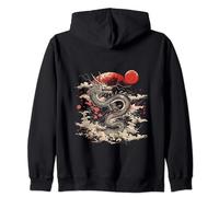 Japanese Tokyo Dragon Asian Drawing Traditional Women Men Zip Hoodie