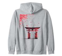 Japanese Torii Cherry Blossom Sakura Japan Temple Aesthetic Zip Hoodie