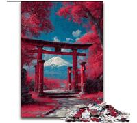 Japanese Torii Gate 1000 Pieces Jigsaw Puzzles For Teens And Adults, Stress Reliever Staycation Kill Time with Matching Poster And Trivia Sheet (26x38cm)