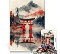 Japanese Torii Gate in Misty Landscape Jigsaw Puzzles for Adults 1000 Piece Mindful Game Clean Cut Happy Challenge Birthday Present (38x52cm)