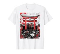 Japanese Torii Gate Koi Fish Sumi-e Ink Art Red Shrine Value Graphic T-Shirt