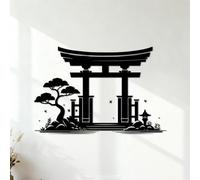 Japanese Torii gate Silhouette Engraving Decals 36x54.5cm Easy Installation Black