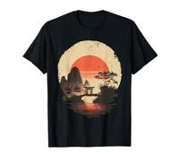 Japanese Torii Gate Sunset Tranquil Nature Landscape T-Shirt