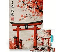 Japanese Torii Gate with Cherry Blossoms Puzzles for Adults 1000 Puzzles Brain Power Nice Thick Fun Challenge Premium Gift (38x26cm)