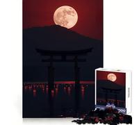 Japanese Torii Gate with Full Moon 1000-piece Puzzle for Teenagers Recall Power Clear Color Family Activity Perfect Decor (50x75cm)