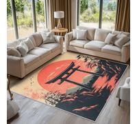 Japanese Torii Rugs Living Room Asian Oriental Area Rugs for Bedroom 140 x 200, Printed Anti Slip Washable Short Pile Carpet for Kitchen Home Decor C-N3