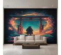 Japanese Torii Wallpaper, Magic Goldfish Japanese Samurai Wall Mural for Living Room, Non-Woven Wall Paper for Bedroom 250X175cm, Photo Wallpaper Home Decor EL&D50