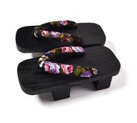 Japanese Traditional Clogs Slippers,Mens Wooden Geta Sandals Clogs Flip- Flop Two-Teeth Japanese Traditional High Heel Slippers Black Lacquer Summer Non-Slip Slippers(Size:EU 40,Color:Black+A)
