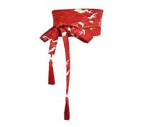 Japanese Traditional Kimono Belt Women Corset Tassel Belt Blue Wave Pattern Wide Belt Yukata Crane Haori Obi Asian Waist Belts