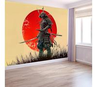Japanese Traditional Wallpaper, Retro Dual Swords Samurai Murals 400 X 280 Cm Premium Non-Woven Wallpaper for Adults Kids Bedroom Living Room Lounge Tv Backdrop On Trend Print Murals Beige
