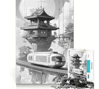 Japanese Train in The Clouds 1000 Pieces Puzzles for Teenagers Unwind Game Real Thick Enjoyable Challenge Christmas Idea (38x52cm)