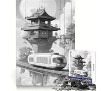 Japanese Train in The Clouds 1000 Pieces Puzzles for Teenagers Unwind Game Real Thick Enjoyable Challenge Christmas Idea (38x52cm)