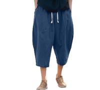 Japanese Trousers Harem Men Shorts Y2k Aesthetic with Pockets Toji Long Any Occasion Beach Yoga Boho Casual Comfy Bohemian Cotton Navy