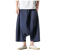 Japanese Trousers Men Harem Pants Mens Linen Trousers Mens Wide Leg Trousers Mens Harem Pants Baggy Trousers Mens Mens Beach Pants Parachute Pants Mens Yoga Trousers Sweatpants Navy