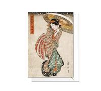Japanese Ukiyo-e Art Greeting Cards - Birthday Anniversary Valentine's Day All Occasion Card with Envelope (Beauty in Snowfall) - U88