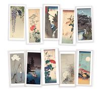 Japanese Ukiyo-e Art Large Greeting Card - DL Long Tall Birthday Card with Envelope Elegant Luxury (Pack Set Pack of 10 Cards)