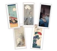 Japanese Ukiyo-e Art Large Greeting Card - DL Long Tall Birthday Card with Envelope Elegant Luxury (Pack Set of 5 Cards #2)
