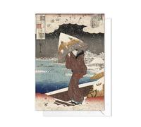 Japanese Ukiyo-e Art Large Greeting Cards - A5 Christmas Card Mix with Envelope (Hiroshige: Beauty on a Snowy River)
