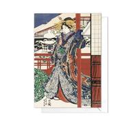 Japanese Ukiyo-e Art Large Greeting Cards - A5 Christmas Card Mix with Envelope (Kunisada: Beauty on a Snowy Porch)