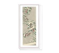 Japanese Ukiyo-e Art Large Greeting Cards - DL Long Tall Christmas Cards with Envelopes Elegant Luxury (Koson: Sparrows on a Snowy Bush)