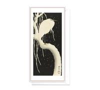 Japanese Ukiyo-e Art Large Greeting Cards - DL Long Tall Christmas Cards with Envelopes Elegant Luxury (Koson: Egret on a Snowy Branch)