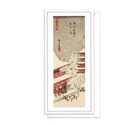 Japanese Ukiyo-e Art Large Greeting Cards - DL Long Tall Christmas Cards with Envelopes Elegant Luxury (Hiroshige: Snow Falling in Kyoto)