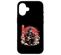 Japanese Ukiyo-E Samurai Cat Playing The Electric Guitar Case for iPhone 16
