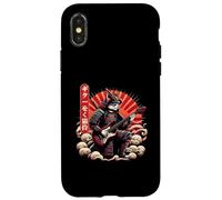Japanese Ukiyo-E Samurai Cat Playing The Electric Guitar Case for iPhone X/XS