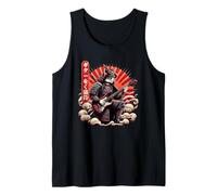 Japanese Ukiyo-E Samurai Cat Playing The Electric Guitar Tank Top