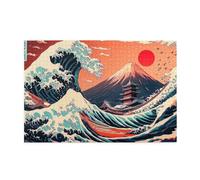Japanese Ukiyo-E Style Waves Mount Fuji Red Sun 1000 Piece Jigsaw Puzzles For Adults Wooden Puzzles For Adults Gifts Home Decor