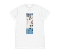 Japanese Ukiyo-e T Shirt Woodblock Art Hiroshige Flower Womens Mens Printed Tee (L, Unisex Tee) White