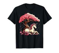 Japanese Unicorn Cherry Blossom Sakura Kawaii Art T-Shirt