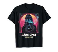 Japanese Vaporwave Anime Girl Game Over Cyberpunk Gamer T-Shirt