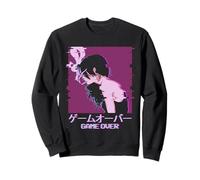 Japanese Vaporwave Sad Anime Girl Game Over Aesthetic Sweatshirt