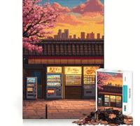 Japanese Vending Machines at Sunset Jigsaw Puzzles 1000 Pieces for Adults Memory Boost Decompress Pattern Assemble Wall Display (38x26cm)