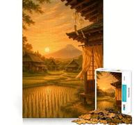 Japanese Village at Sunset with Mount Fuji 1000 Piece Jigsaw Puzzles for Teenagers Brain Think Snug Connection Real Challenge Christmas Idea (50x75cm)
