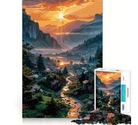 Japanese Village Sunset Landscape Jigsaw Puzzles for Teenagers 1000 Pieces Memory Train Fine Thick Home Game Birthday Present (50x75cm)