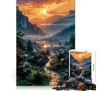 Japanese Village Sunset Landscape Jigsaw Puzzles for Teenagers 1000 Pieces Memory Train Fine Thick Home Game Birthday Present (50x75cm)