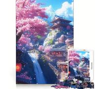 Japanese Village Waterfall 1000 Piece Jigsaw Puzzles for Teenagers Brain Exercise Bright Color Pattern Build (38x52cm)