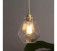 Japanese Vintage Brass Glass Chandelier Single Hanging Pendant Lighting Creative Hand-Blown Adjustable Height Lamp for Entryway, Dining Room, Kitchen Islan