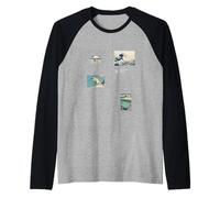 Japanese Vintage Graphic Art Vintage Collage PAPL843 Raglan Baseball Tee