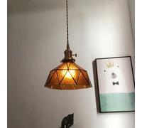 Japanese Vintage Handmade Brass Glass Pendant Light Classic Elegant Bedroom Study Living Room Hanging Lamp Coffee Shop Library Lighting Fixture Pantry Living Room Kitchen Island (B)