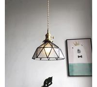 Japanese Vintage Handmade Brass Glass Pendant Light Classic Elegant Bedroom Study Living Room Hanging Lamp Coffee Shop Library Lighting Fixture Pantry Living Room Kitchen Island (C)