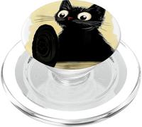 Japanese Vintage Image Cute Black Cat Looking At Disc Golf PopSockets PopGrip for MagSafe