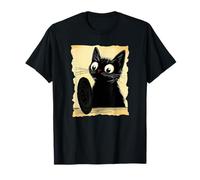 Japanese Vintage Image Cute Black Cat Looking at Disc Golf T-Shirt
