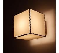 Japanese Wall Light Sconces Rustic Square Wall Mount Lighting Fixture, Indoor Wall Lights for Bedroom Bedside Living Room Aisle Cafe Restaurant, Imitation Parchment Paper Shade