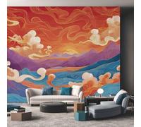 Japanese Wallpaper Asian Oriental, Red Wall Paper for Bedrooms, Home Decor Photo Wallpaper for Living Room 150x105 Non-Woven Wall Mural W&17