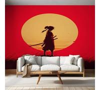 Japanese Wallpaper Black Red, Asian Oriental Japanese Samurai Wall Paper for Bedrooms, Home Decor Photo Wallpaper for Living Room 350x256 Non-Woven Wall Mural W&19